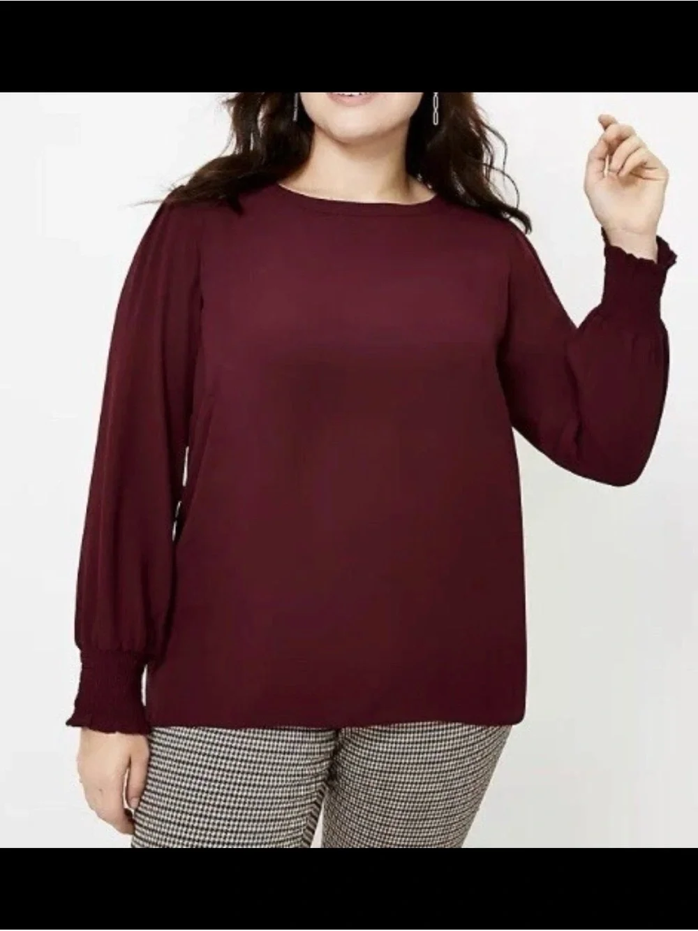 LOFT Women's burgundy Long-Sleeve Blouse